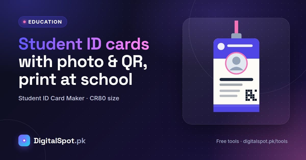 Print Professional Student ID Cards at Your School: Real Card Size, Photo, QR Code and 6 Designs